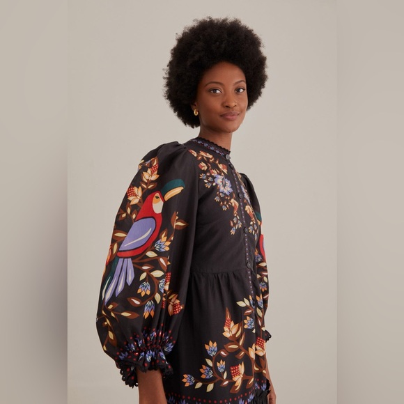 🥭FARM RIO Winter Garden Floral Print Long Sleeve Dress - Picture 5 of 13